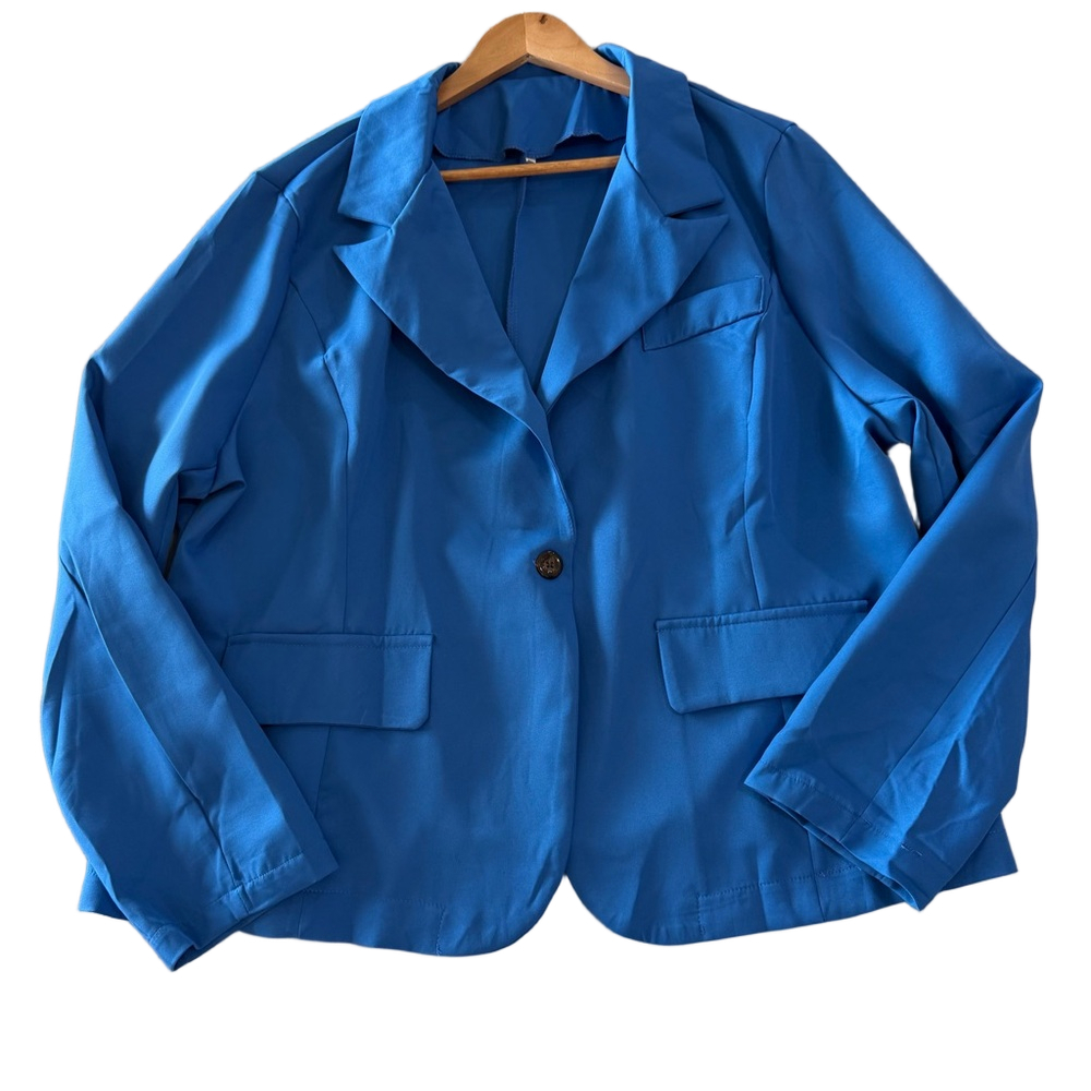 Women's Bright Blue Single Button Unlined Jacket Size XXL #260591